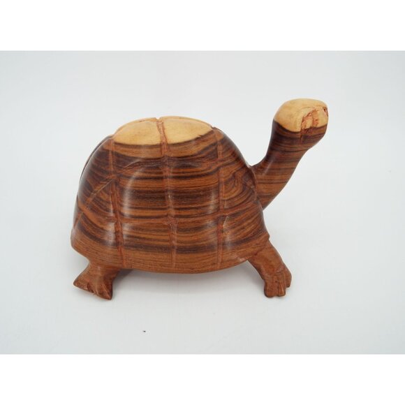 Hand Carved Rosewood Turtle Figurine Sculpture - Picture 3 of 10